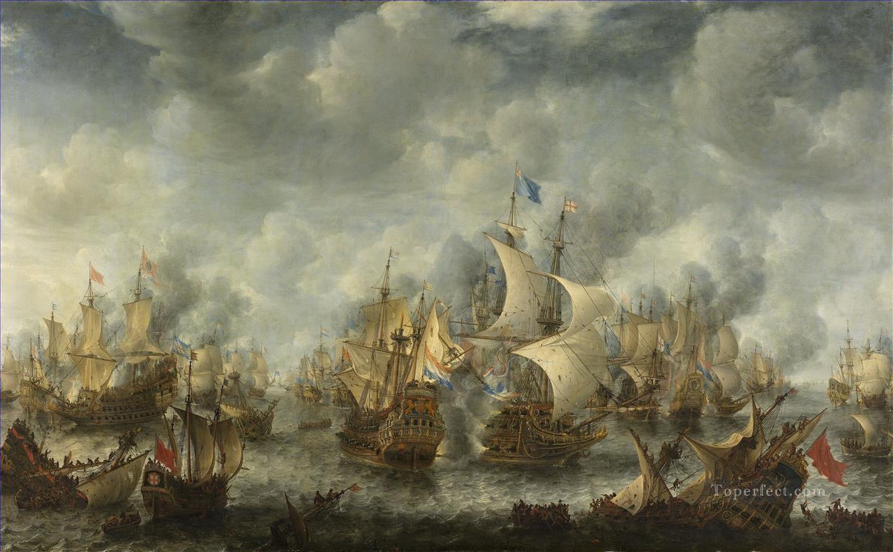 Battle of Scheveningen Slag bij Ter Heijde Jan Abrahamsz Beerstraten Sea Warfare Oil Paintings